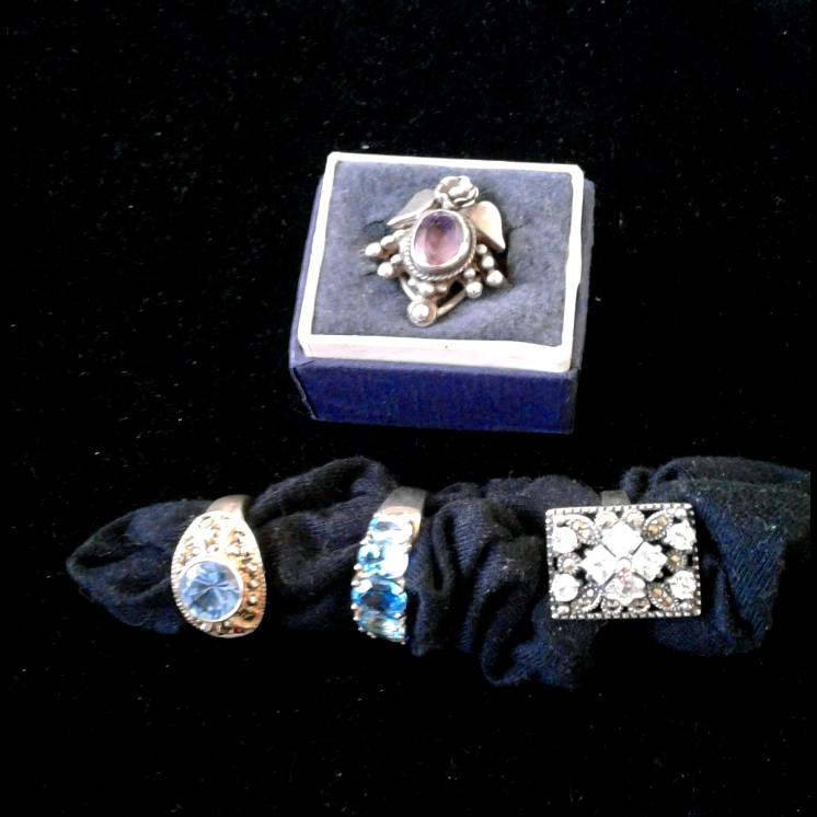 4 925Sterling Rings2 Blue TopazSize 65Vintage 80$